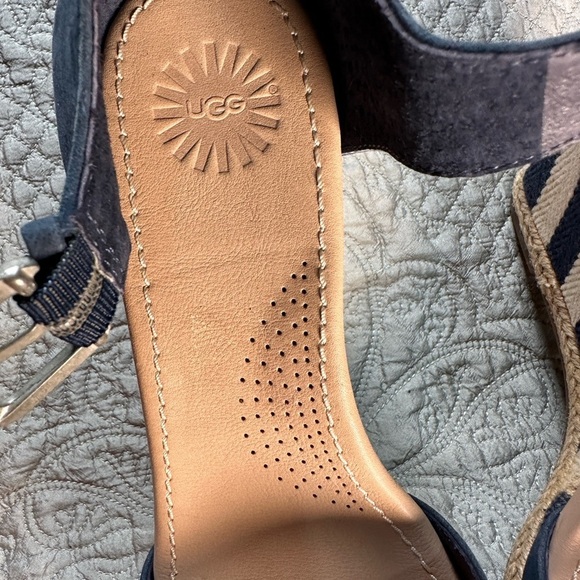 UGG Blue and Tan Sandals with Suede Straps - Picture 5 of 9